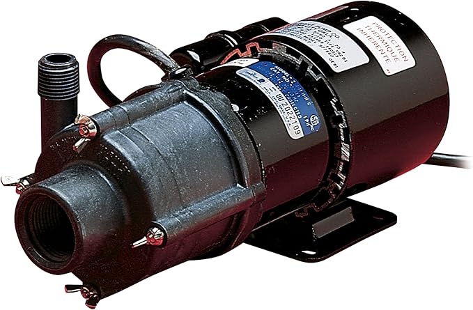 Little Giant TE-4-MD-HC 230 Volt, 1/10 HP, 840 GPH Non-Submersible Highly Corrosive Chemical Transfer Magnetic Drive Pump, 6-Ft. Cord (Plug-less), Black, 582614